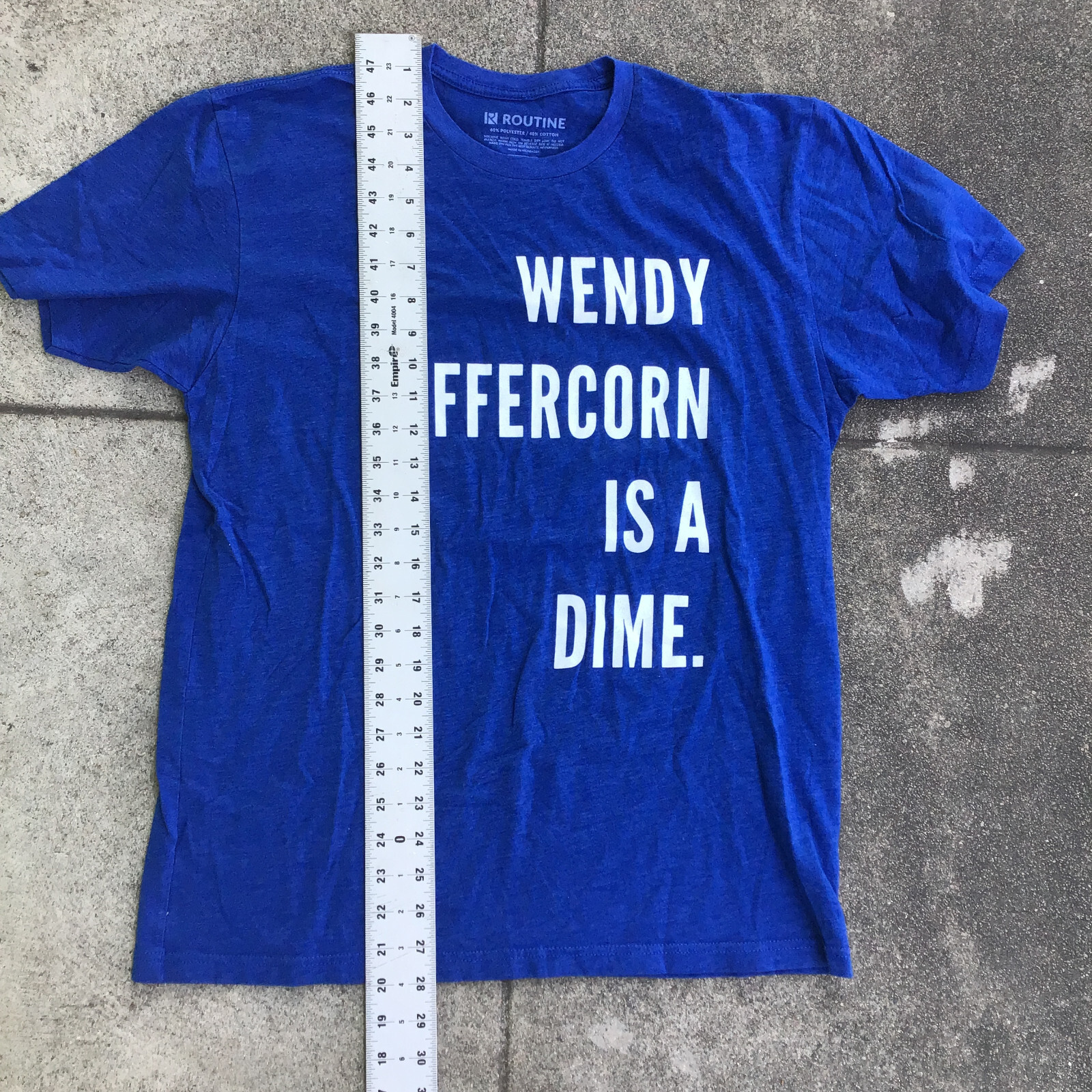 Routine Men Large Short Sleeve Shirt Blue Wendy Peffercorn Is A Dime Baseball gallery