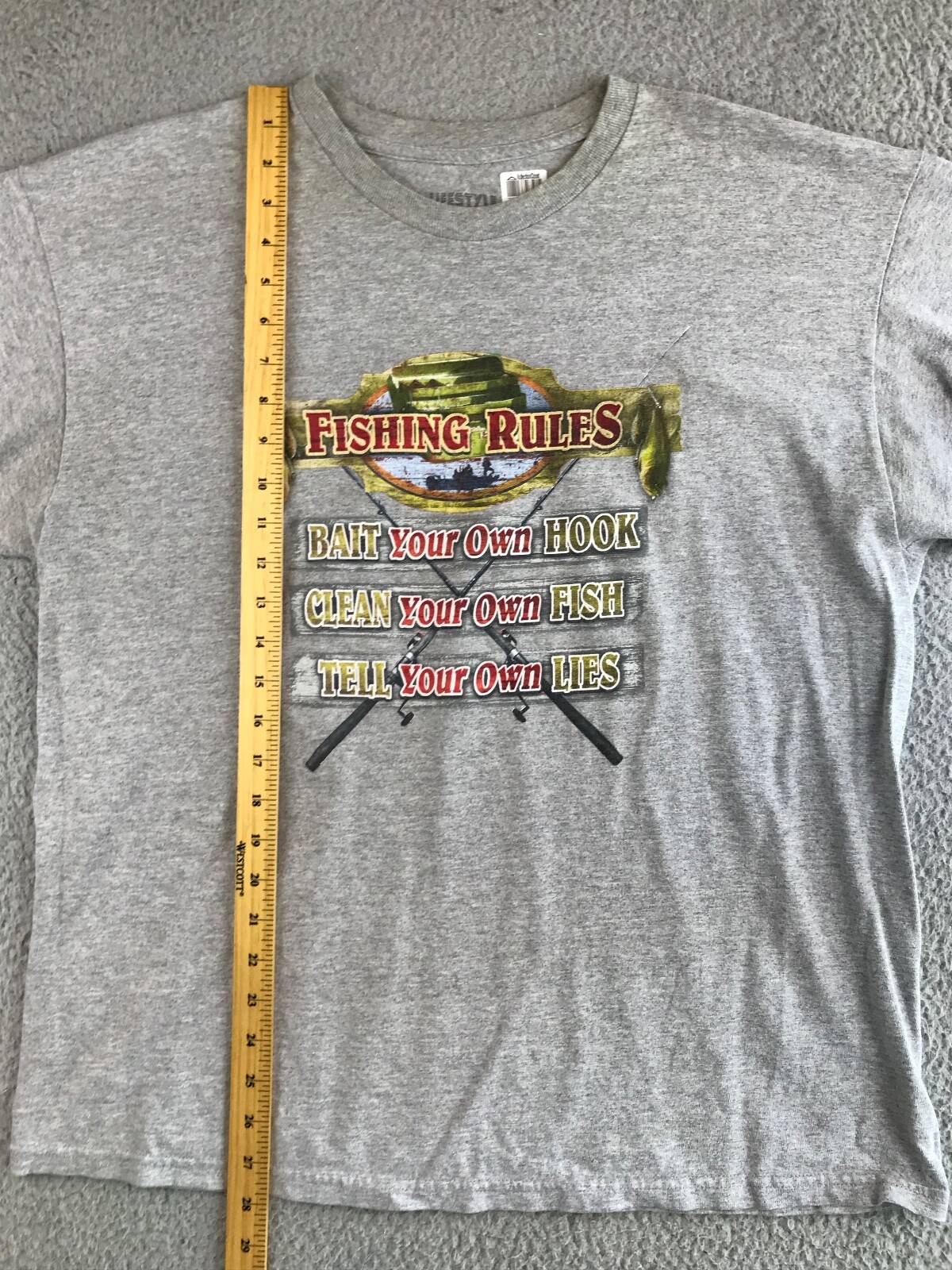 Lifestyles Legends Shirt Men's XL Gray Fishing Rules Graphic Tee Short Sleeve gallery