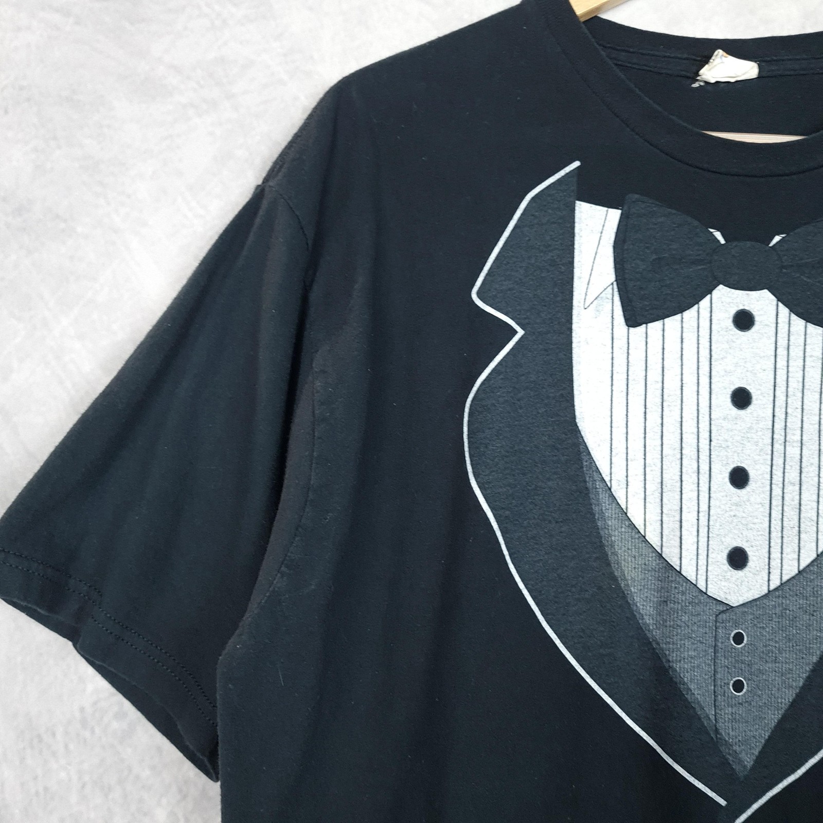 Vintage Tuxedo T Shirt Mens 2XL Black Bow Tie Formal Graphic Tee Novelty gallery