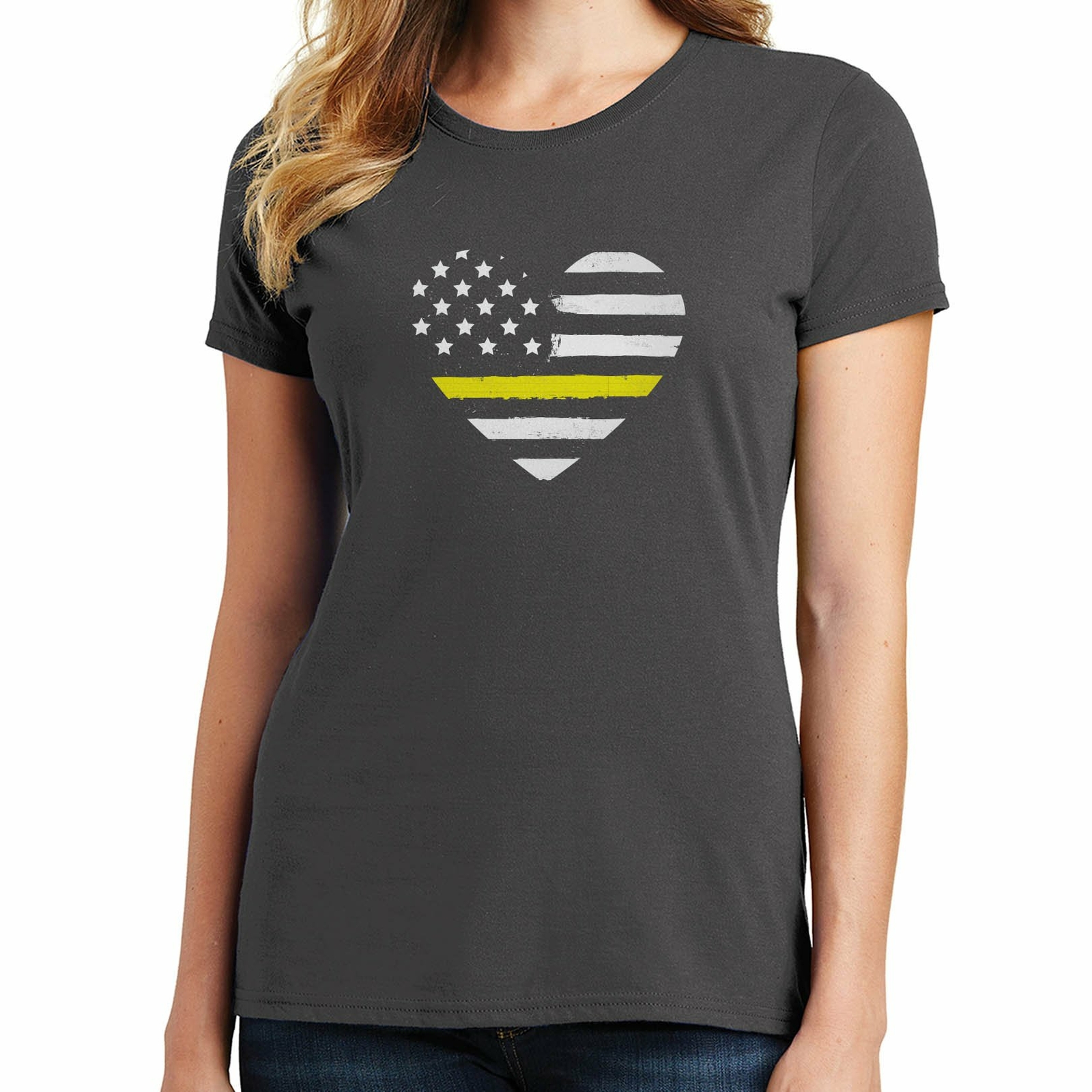 Thin Yellow Line Heart T-Shirt Support Security 02492 gallery
