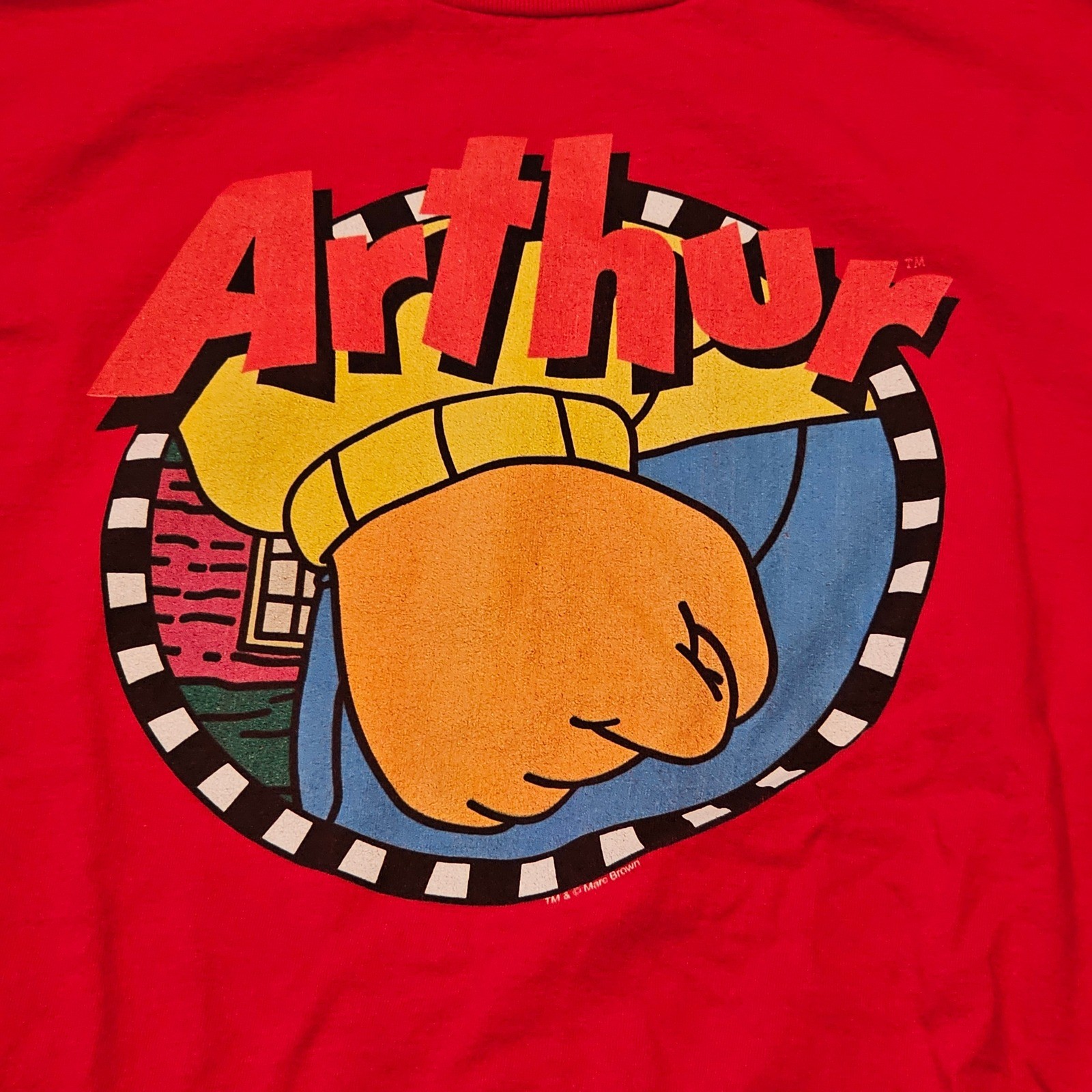 Arthur Angry Fist Graphic T-Shirt Men's Small Red PBS Kids Retro gallery