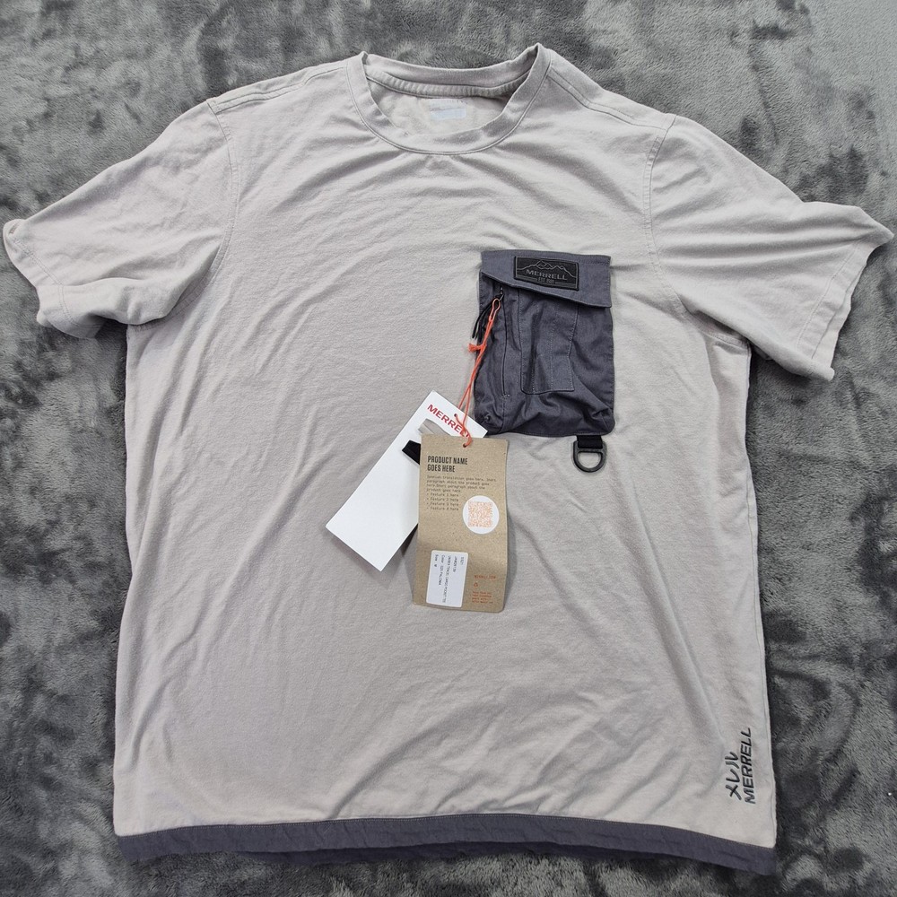 Merrell Shirt Mens Medium Gray Tencel Cargo Pocket Tee Hiking Outdoor JAM26139