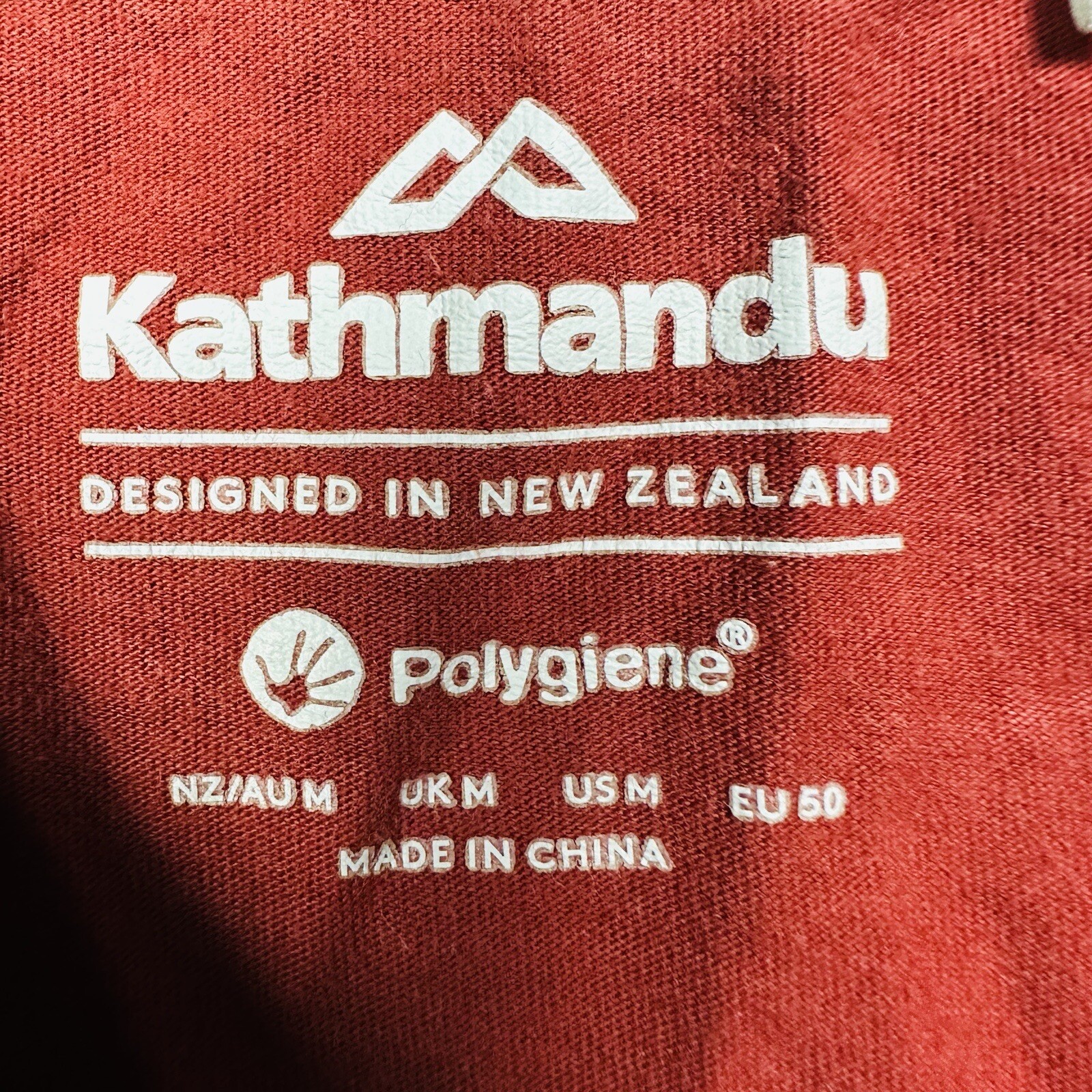 Kathmandu Men's T-Shirt Size M Red Outdoors Hiking Casual Menswear Polygiene gallery