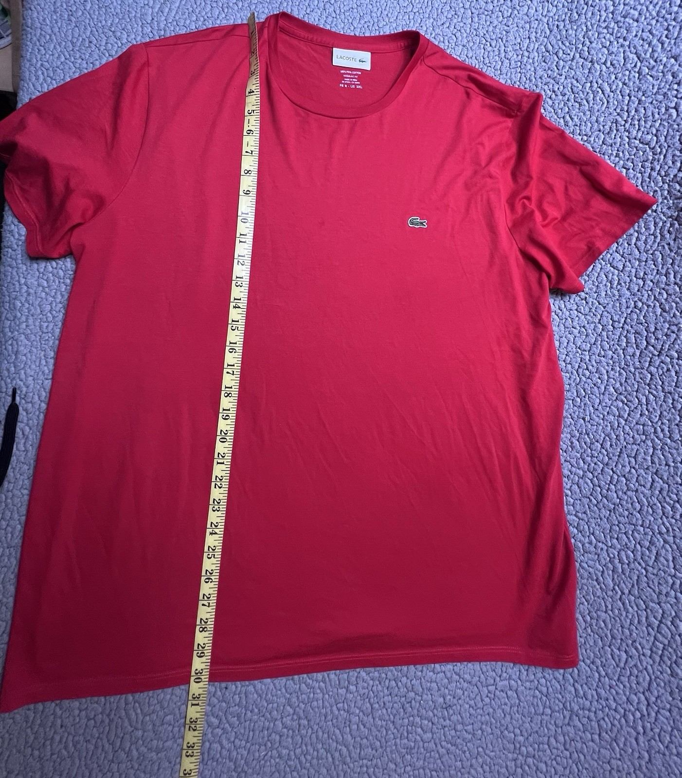 Lacoste Short Sleeve T Shirt 100% Cotton Men’s Size 3 X Red gallery