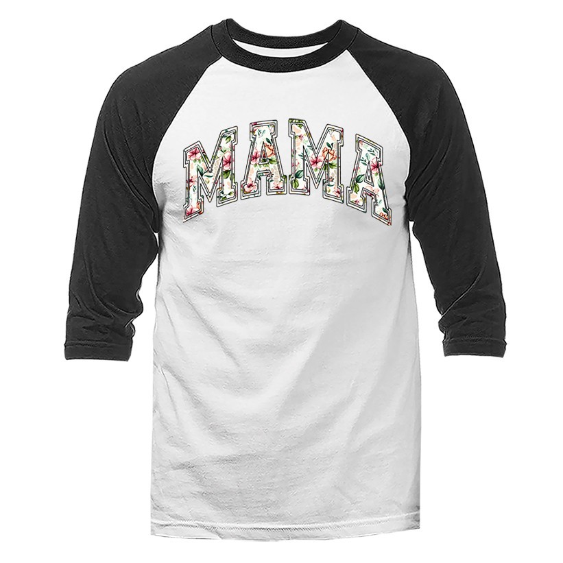 Floral Mama Varsity Mother's Day Gift 3/4 Sleeve Unisex Raglan gallery