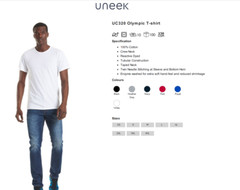 Personalised Uneek Olympic T-Shirt Custom Printed 100% Cotton Casual Tee T Shirt