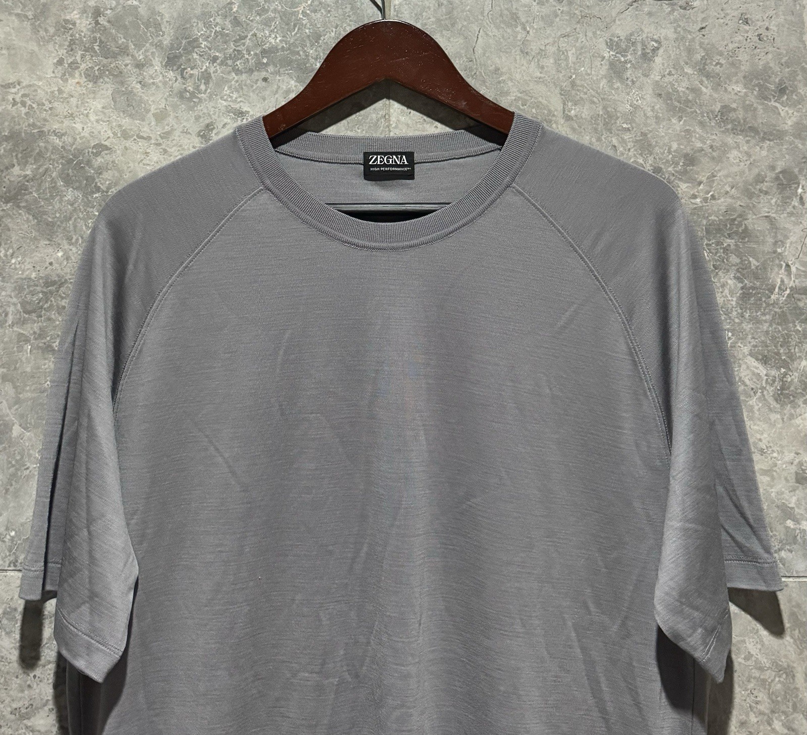 ZEGNA Men’s ‘High Performance’ Wool T-Shirt Light Grey Size XXL / 2XL $920+ NEW gallery