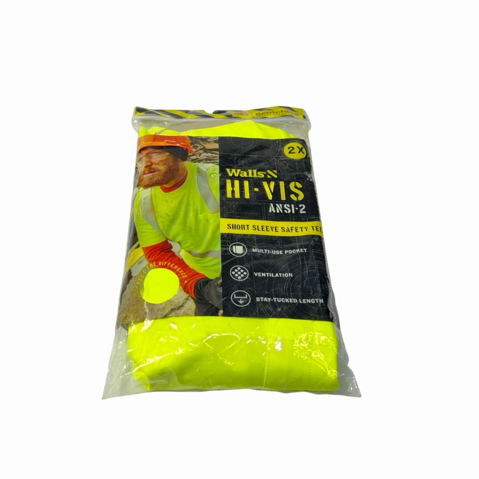 3M Scotchlite Walls Hi-Vis Ansi-2 Safety Tee Size 2XL Shirt Sleeve T Shirt NEW