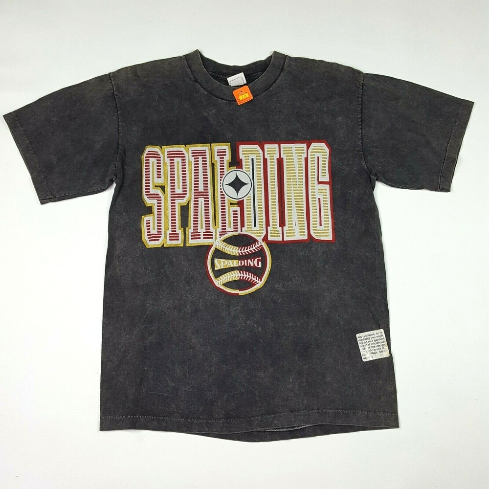 Spalding Athletic Acid Dye Men’s Size L Vintage Puff Print Baseball T Shirt