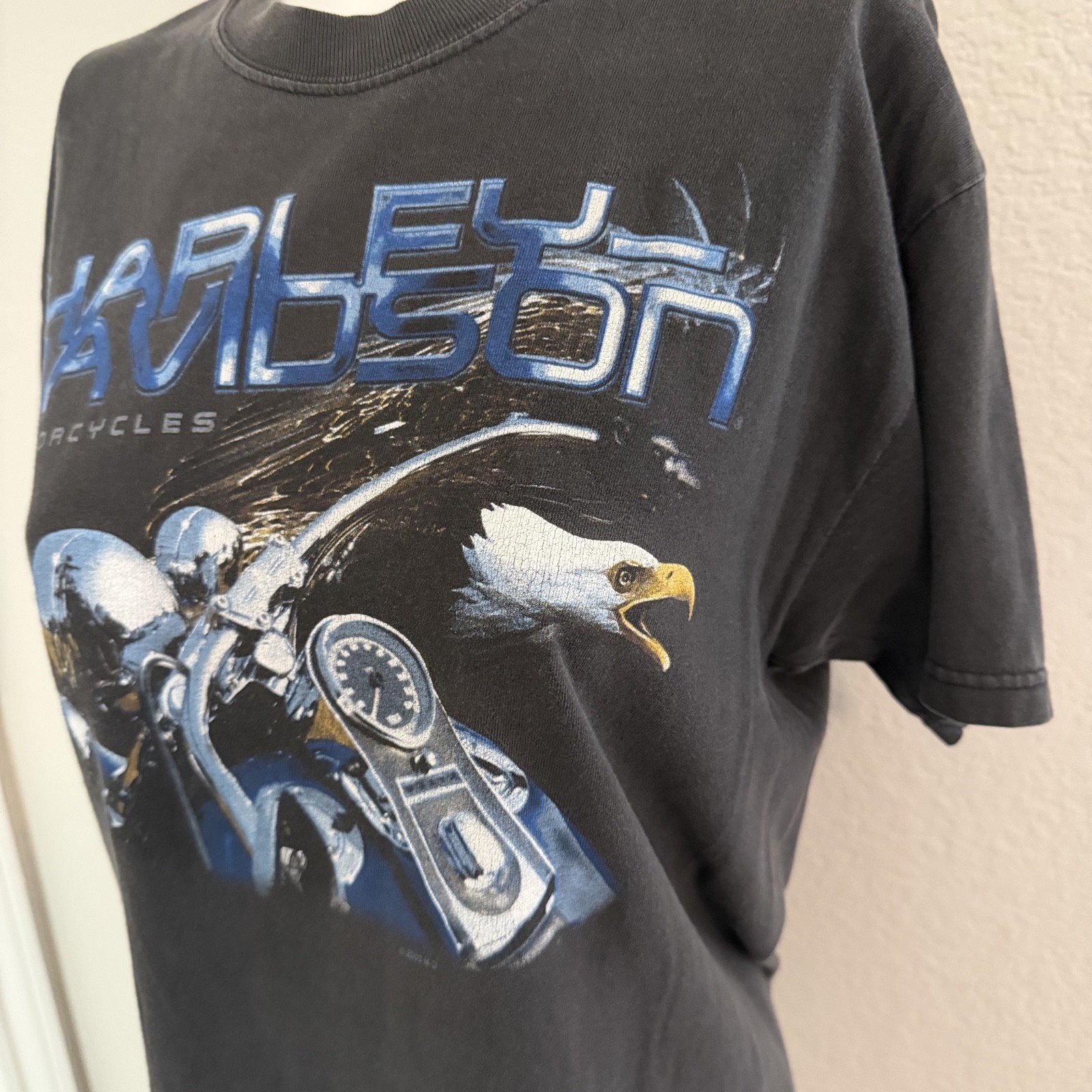 Blue and black Harley dealership tee shirt gallery
