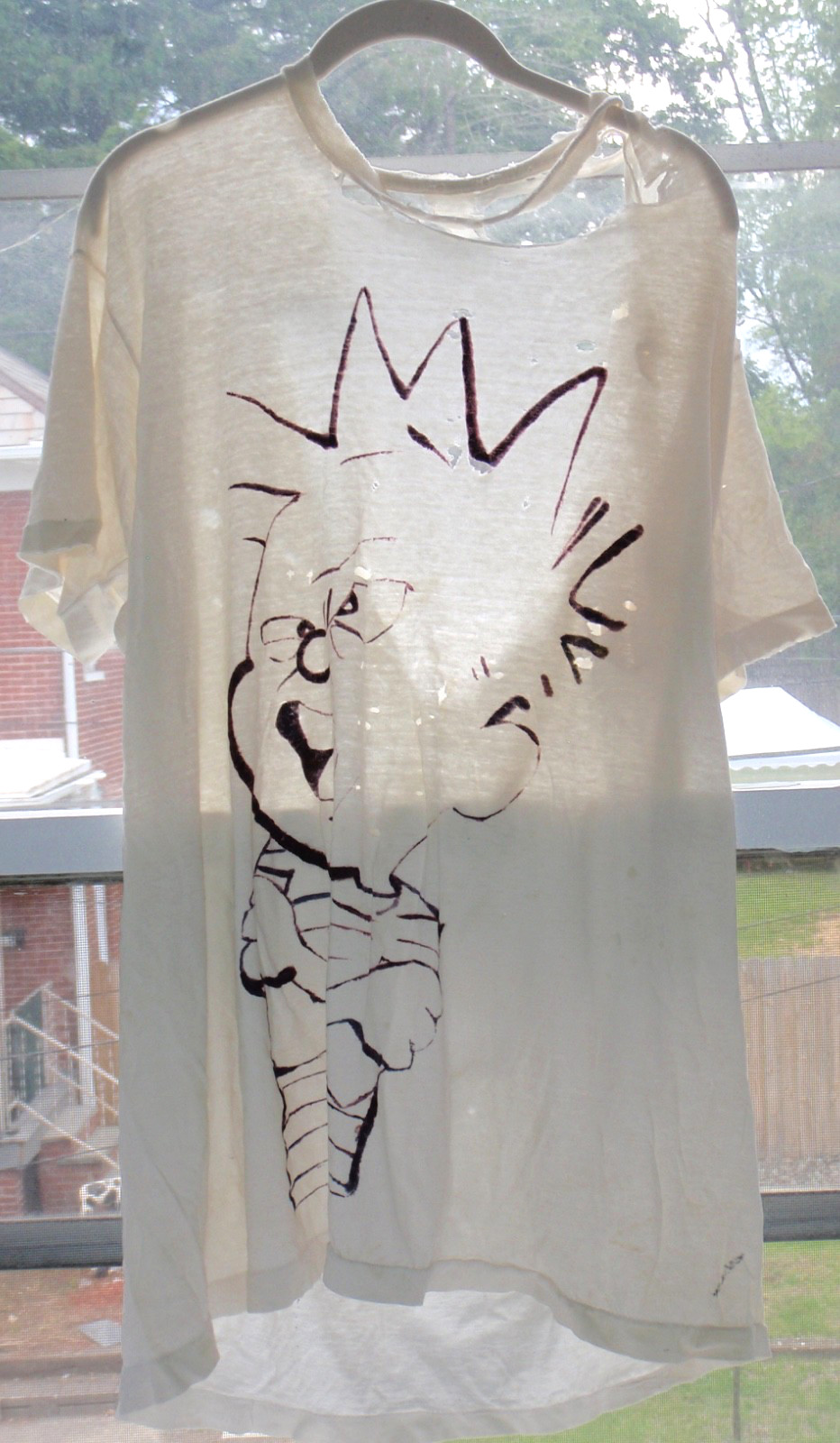 Thrashed Sheer 90s White Men 2XL T-Shirt Hand Drawn Graphic Single Stitch Ripped gallery