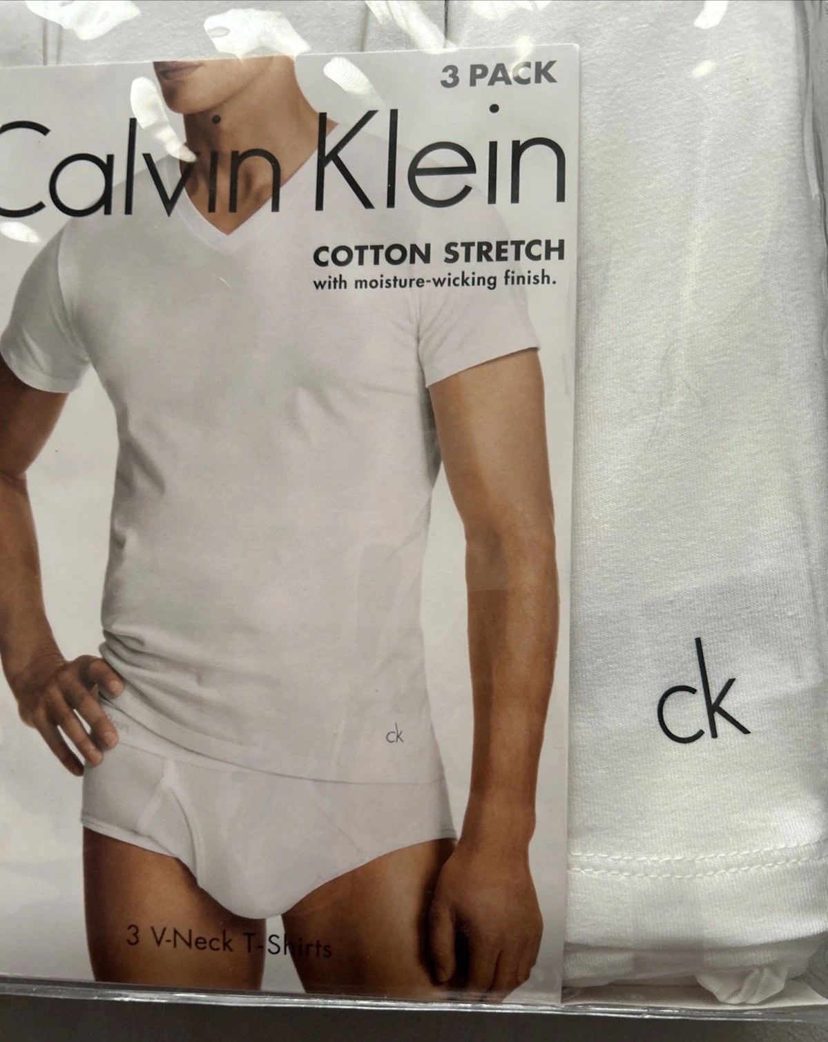 Calvin Klein 3 Pack Cotton Stretch V-neck T-shirts XL White New In Package gallery