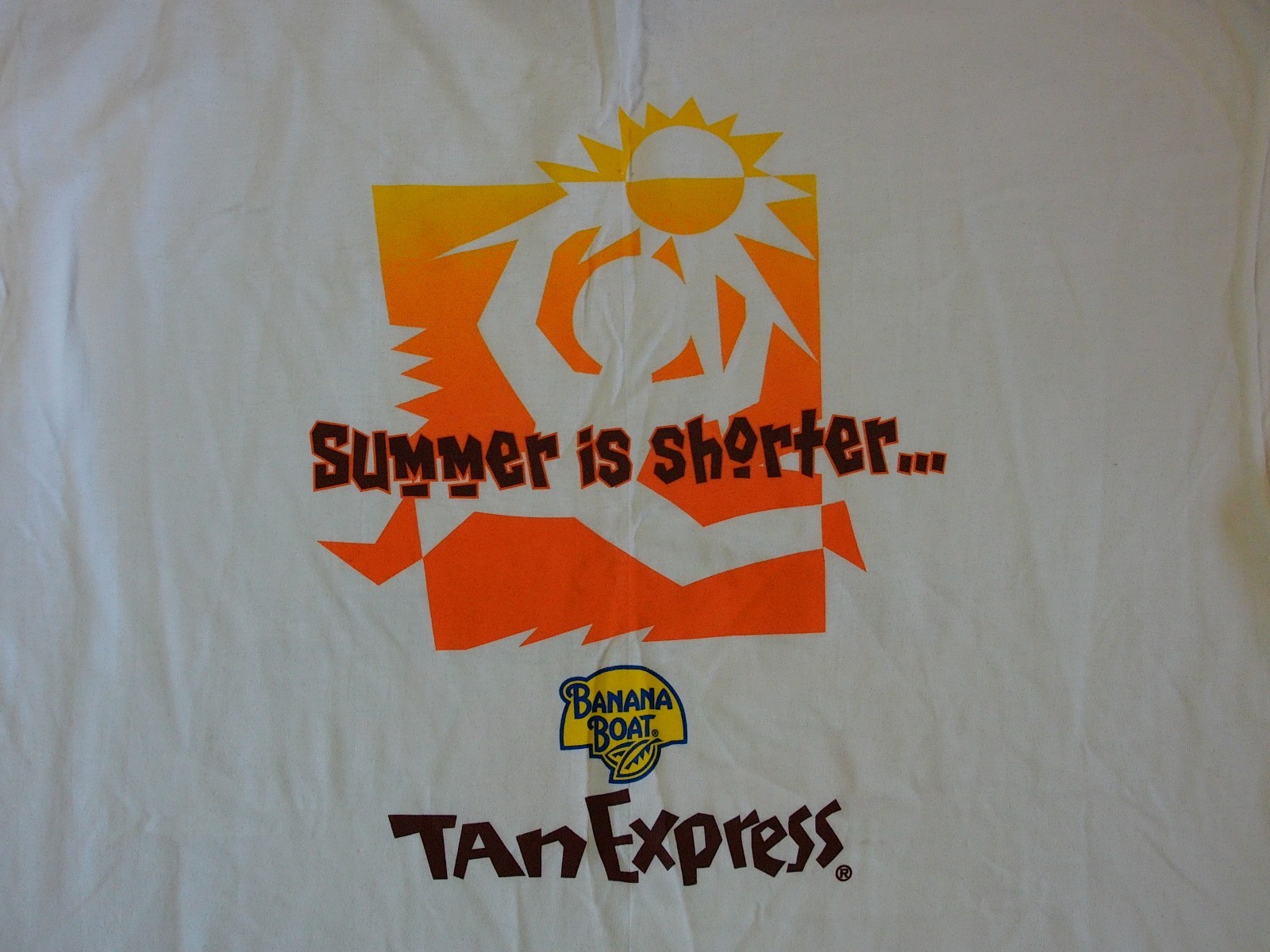 VTG BANANA BOAT Sunscreen T Shirt Mens XL Life is Short Summer Beach TAN EXPRESS gallery