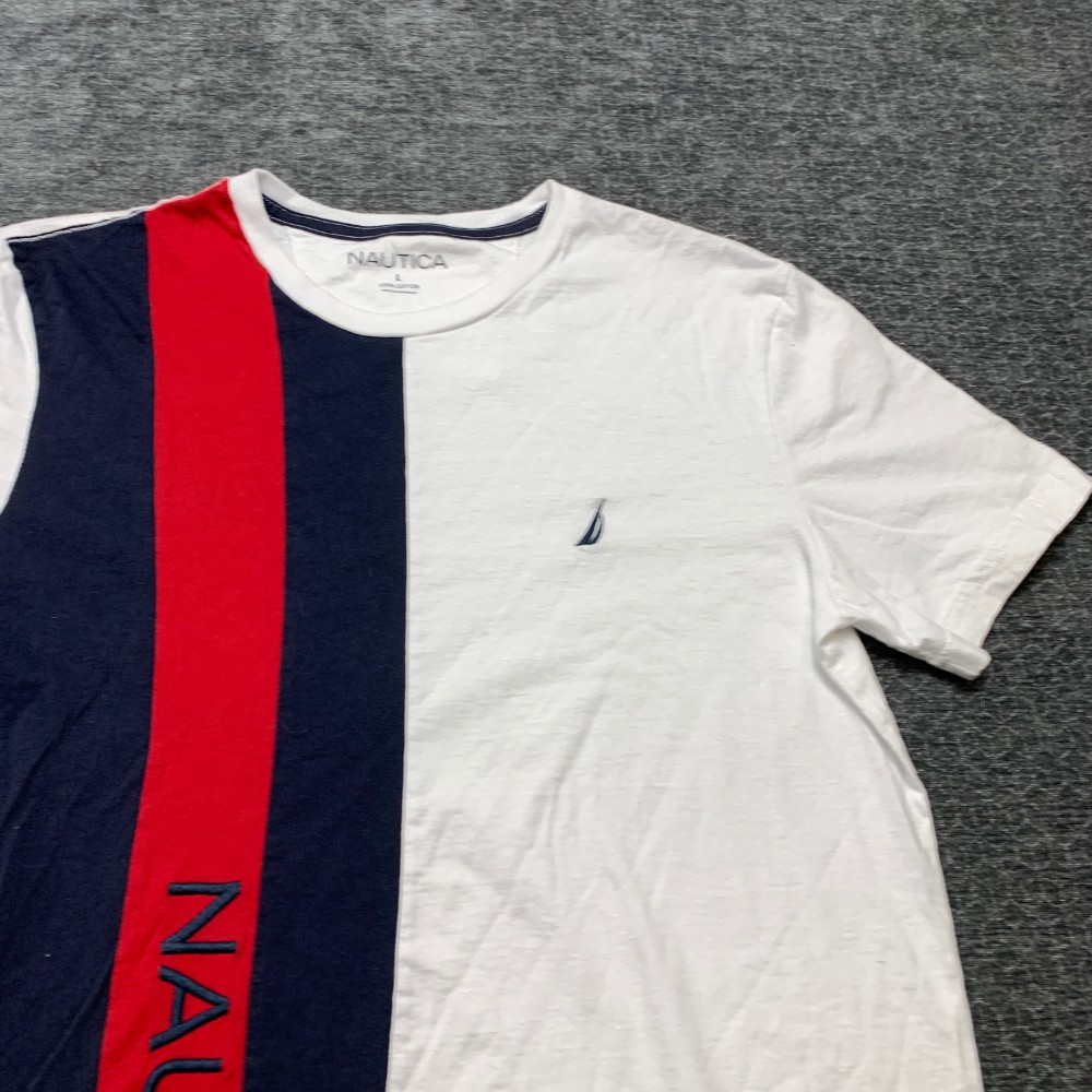 Nautica T Shirt Mens Large Multicolor Colorblock Cotton Spellout Logo Streetwear gallery
