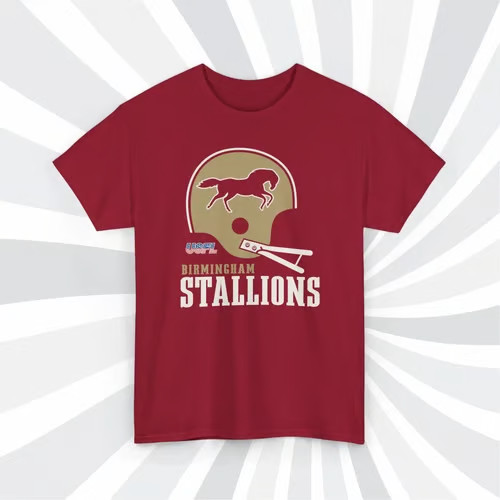 Birmingham Stallions 1983 USFL Vintage Football Cardinal T-Shirt gallery