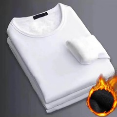 Winter Men’s Long-sleeved Thermal Underwer T-Shirt Fleece Bottoming Shirt Round