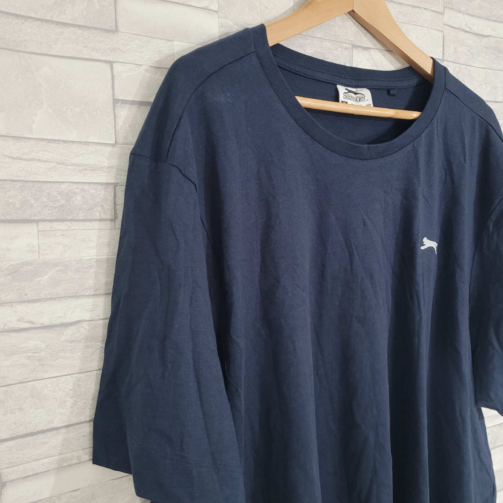 Mens SLAZENGER T Shirt Top Blue 2XL Dark Round Neck XXL Cotton Jersey gallery