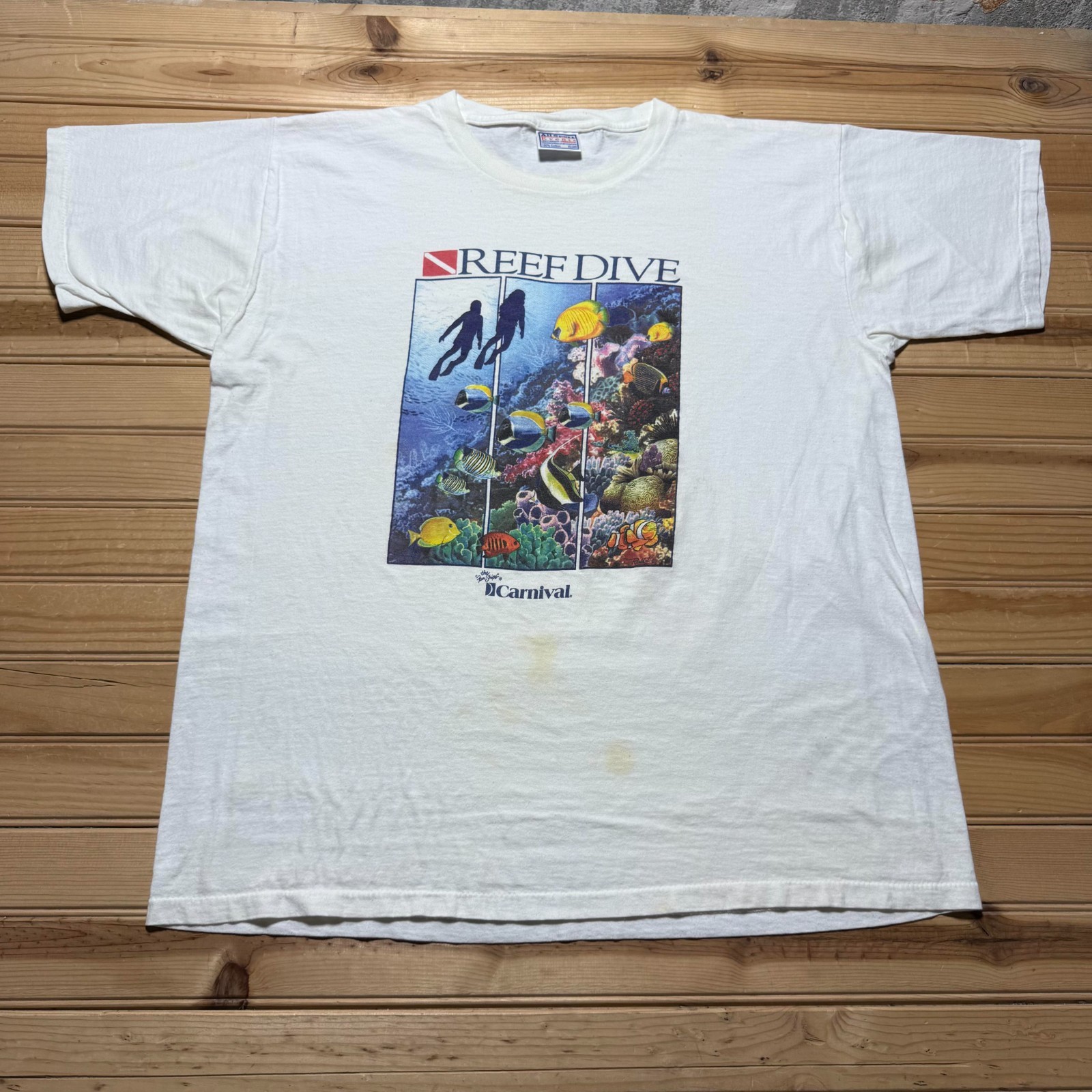 Vintage 90s Reef Dive Scuba Diving Fish Coral Ocean Promo Graphic T-Shirt - XL gallery