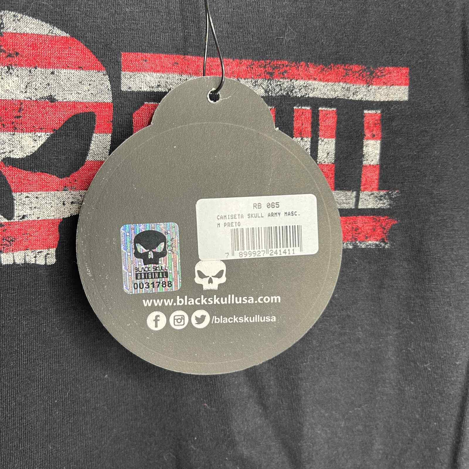 Black Skull Red White And Blue USA Flag Mens Medium Black Tshirt gallery
