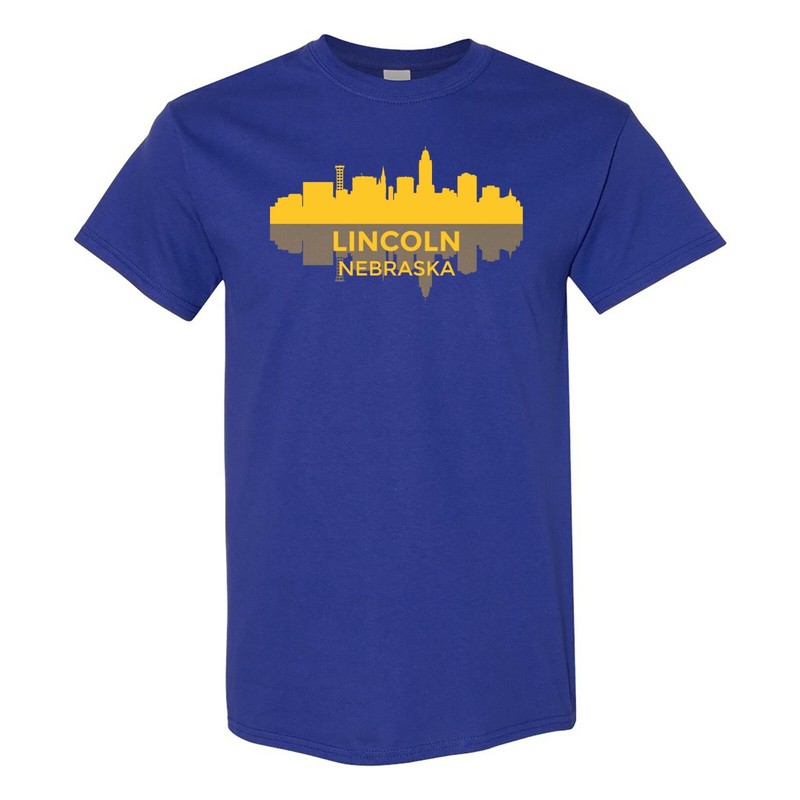 Lincoln Nebraska Skyline – State City Hometown Pride T Shirt – Cobalt