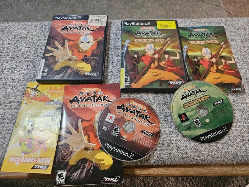 Avatar Last Airbender + Burning Earth PS2 Playstation 2 2 Game Bundle Lot CIB