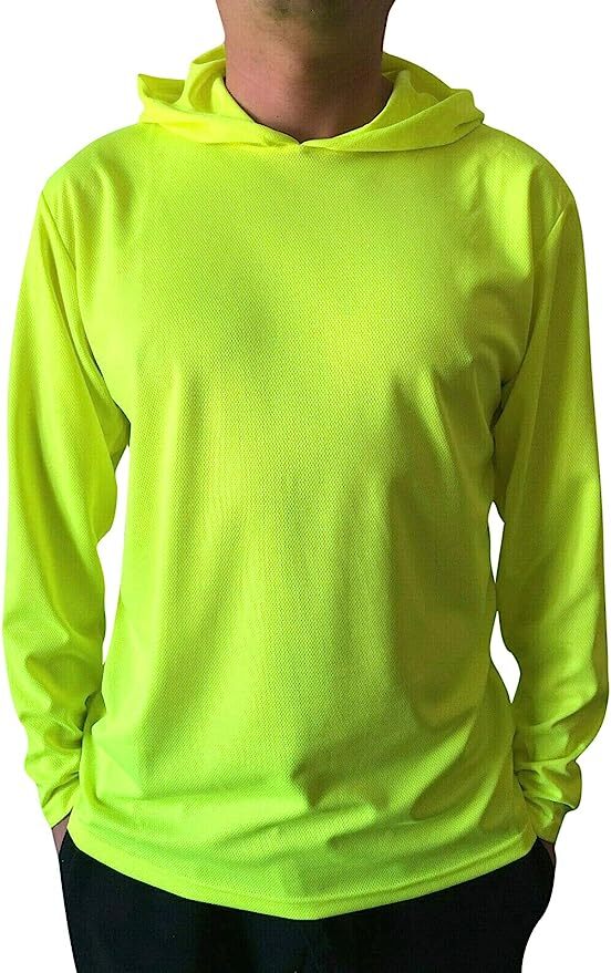 Safety Neon Yellow Long Sleeve Hoodie T Shirt Polyester Shirt Birdeye Mesh New gallery