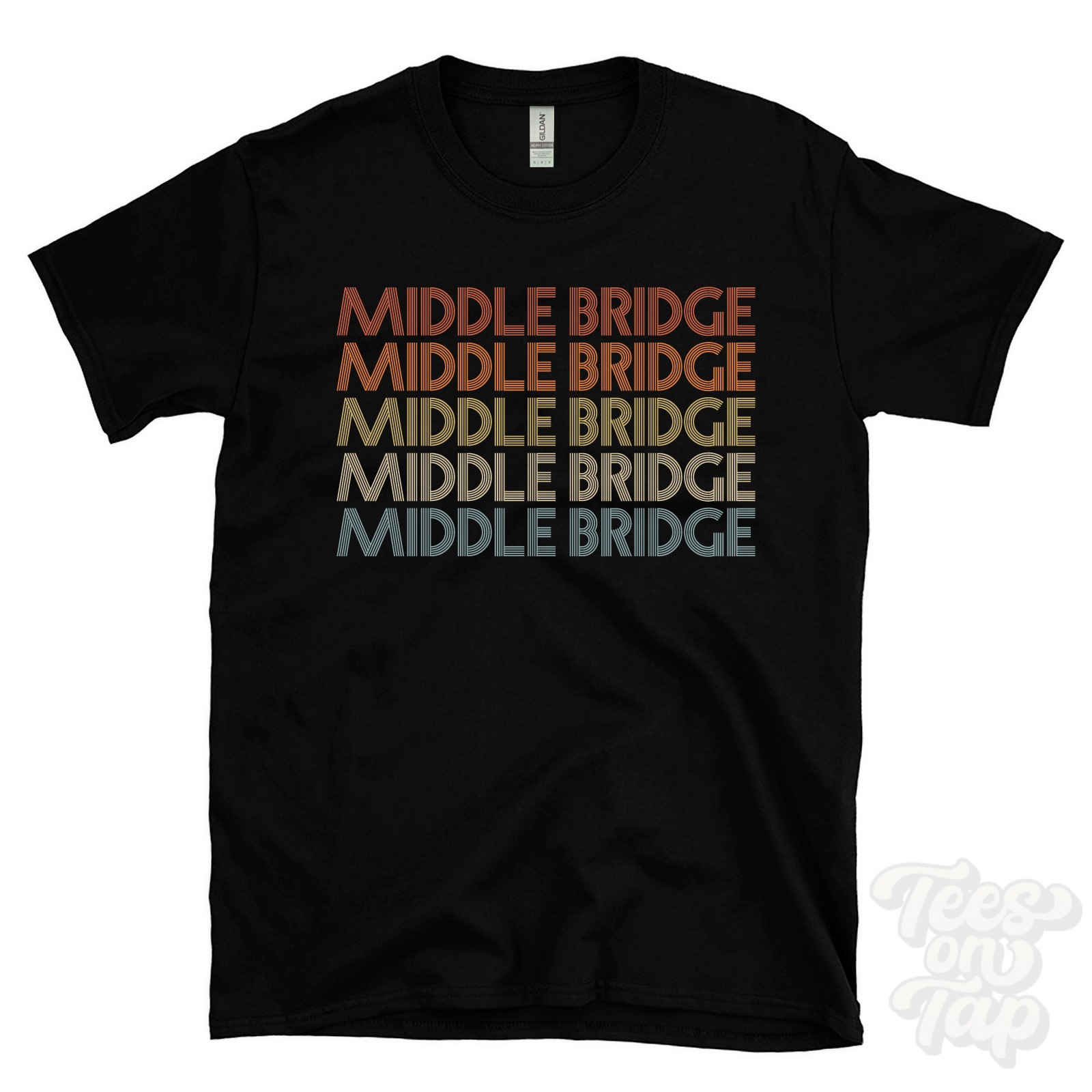 MIDDLE BRIDGE REPEATED RETRO STYLE T-SHIRT mens & womens uk place name gift gallery
