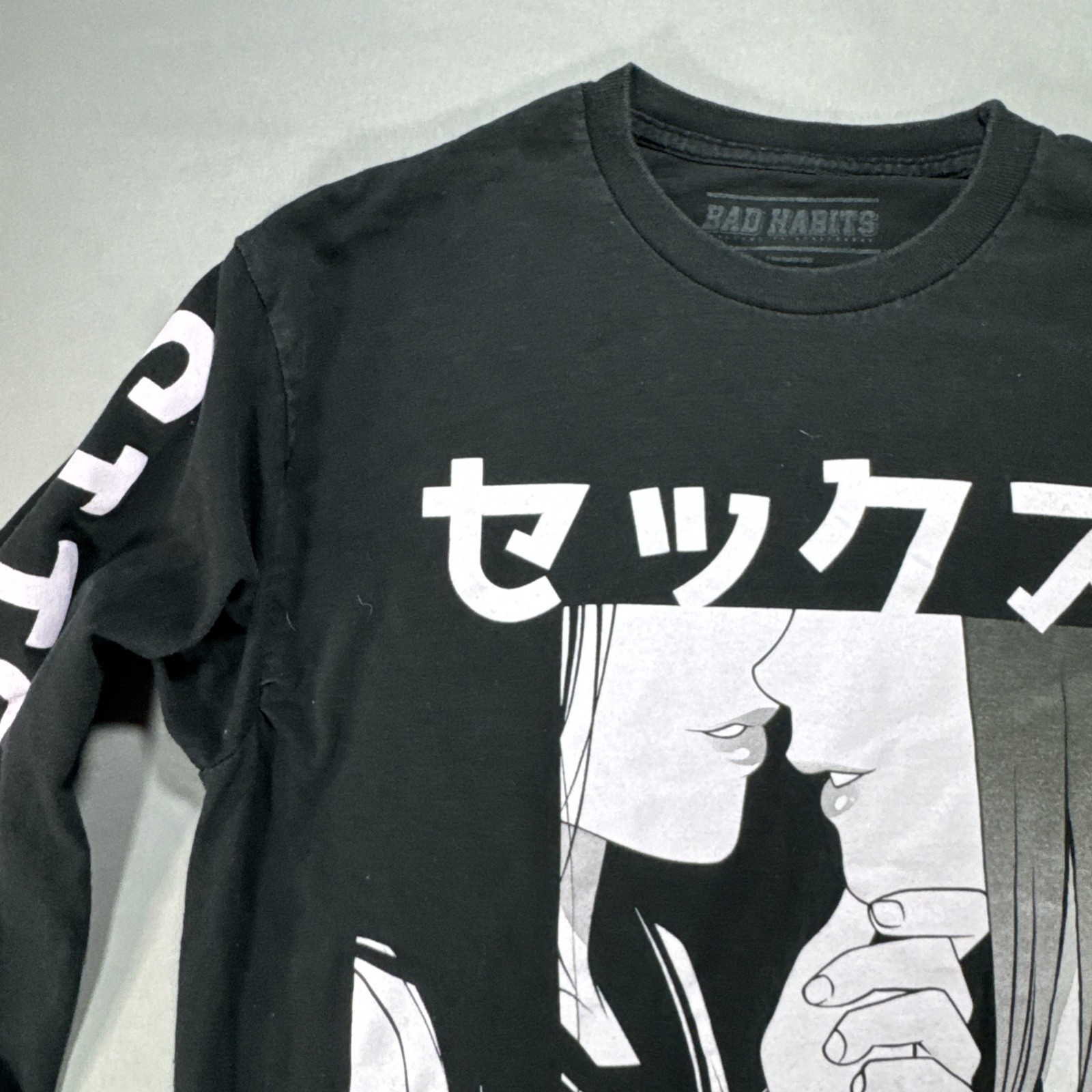Bad Habits Spencers Long Sleeve T-Shirt Medium Black Graphic Alt Streetwear gallery