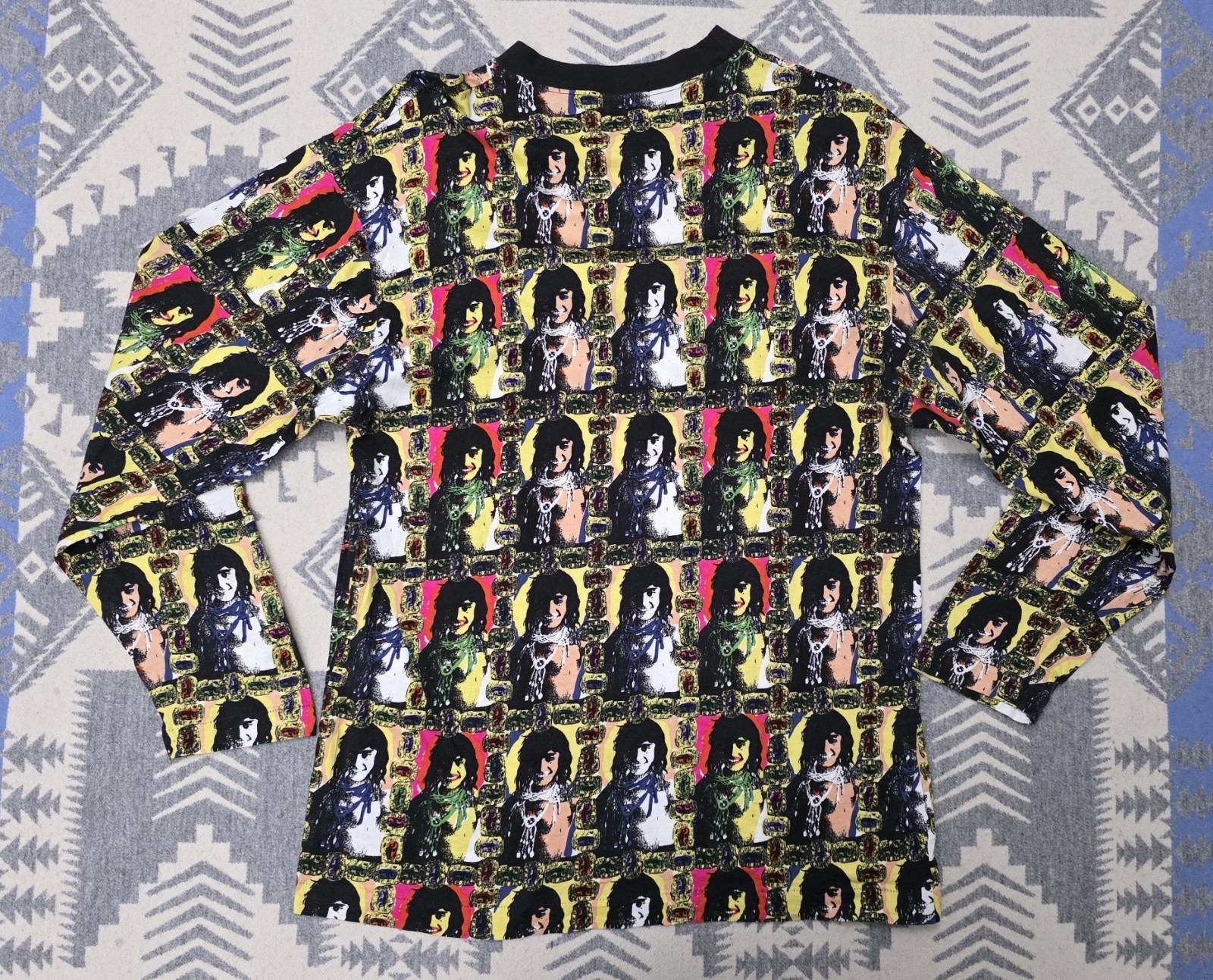 Vintage Michiko Koshino Pop Art Portrait All Over Print Long Sleeve Shirt Mens M gallery