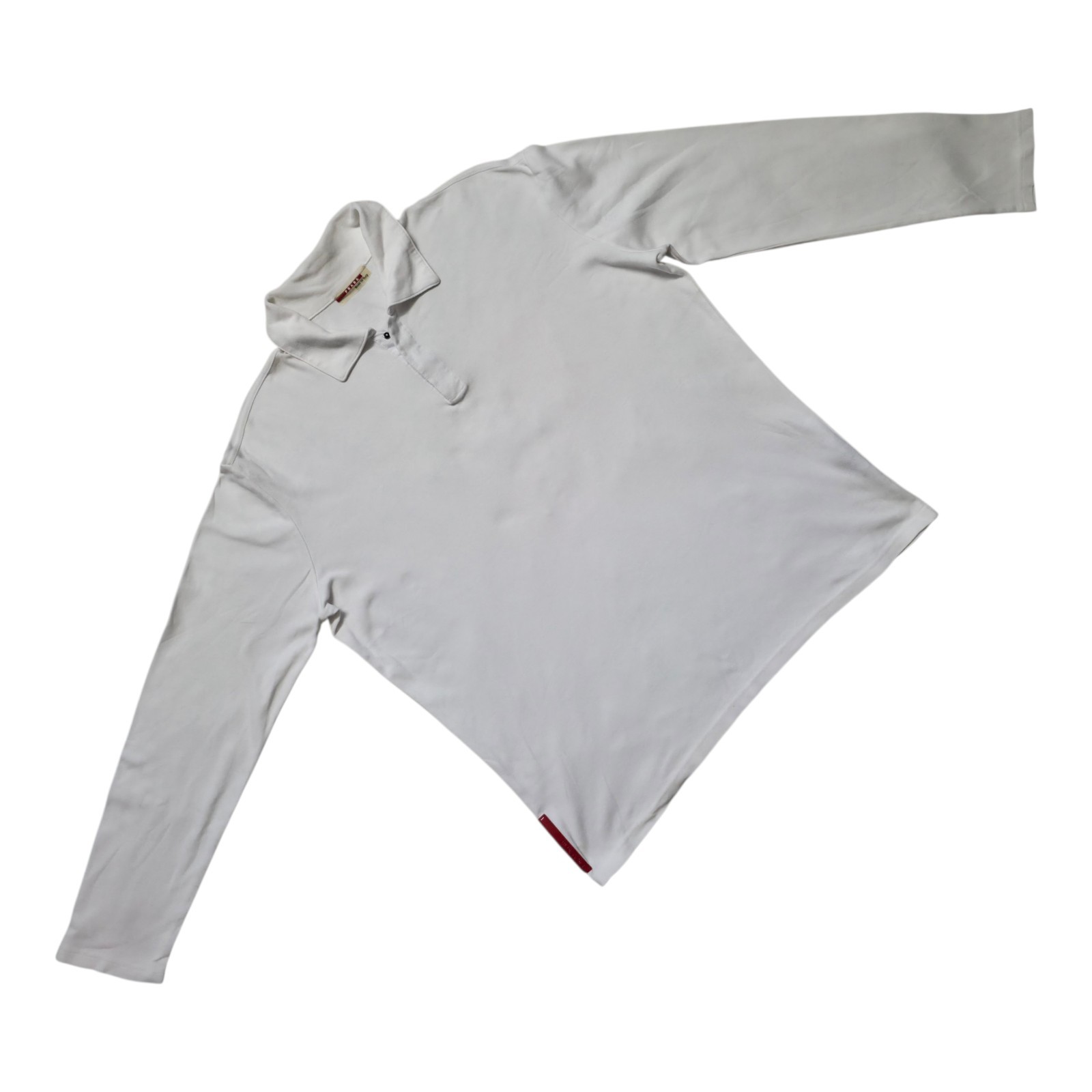 “Prada White LS Stretchable Polo Shirt Red Logo Patch” gallery