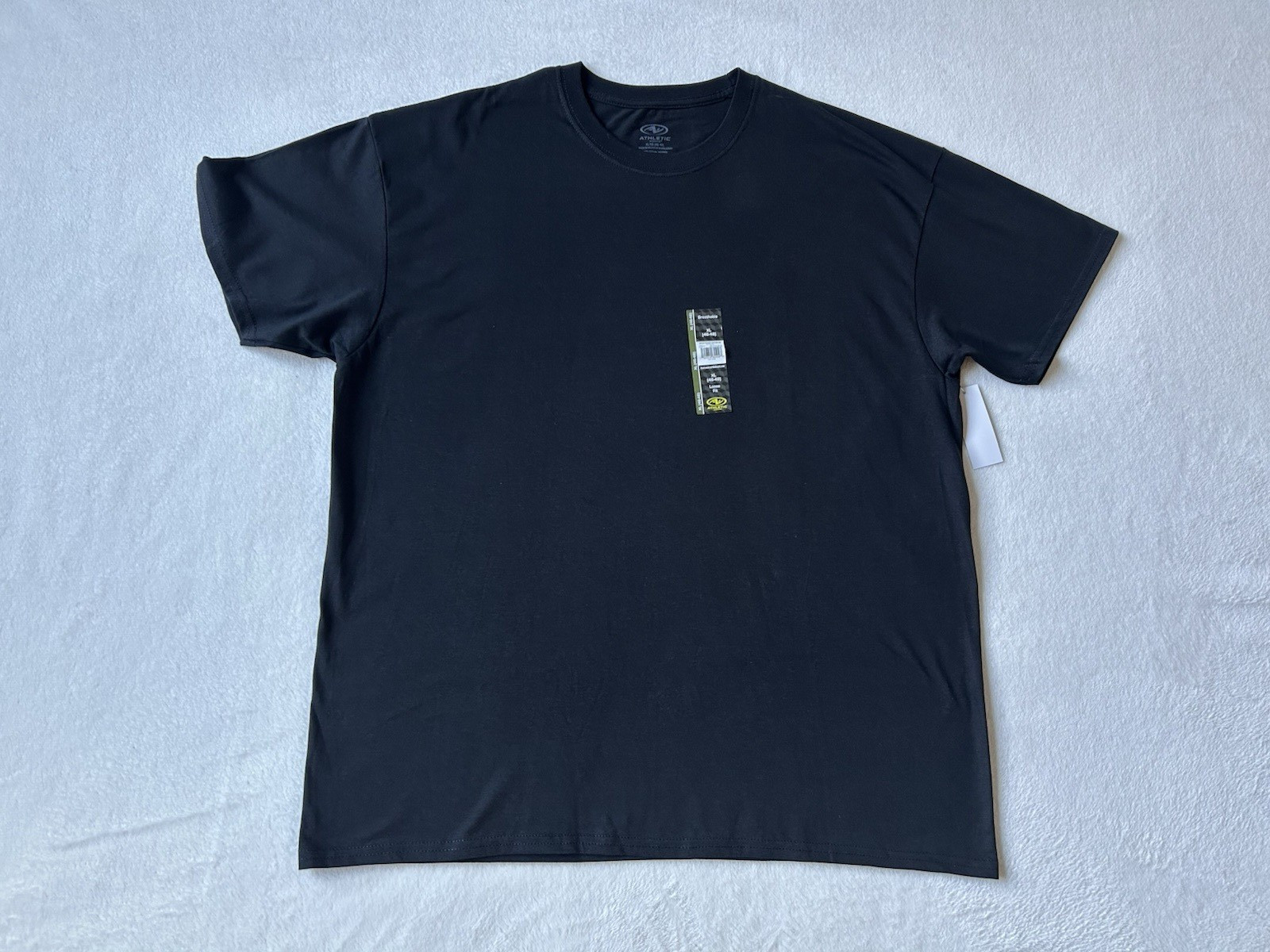 Athletic Works Men's Black Short Sleeve Cotton T-Shirt Size XL (46-48) NEW gallery