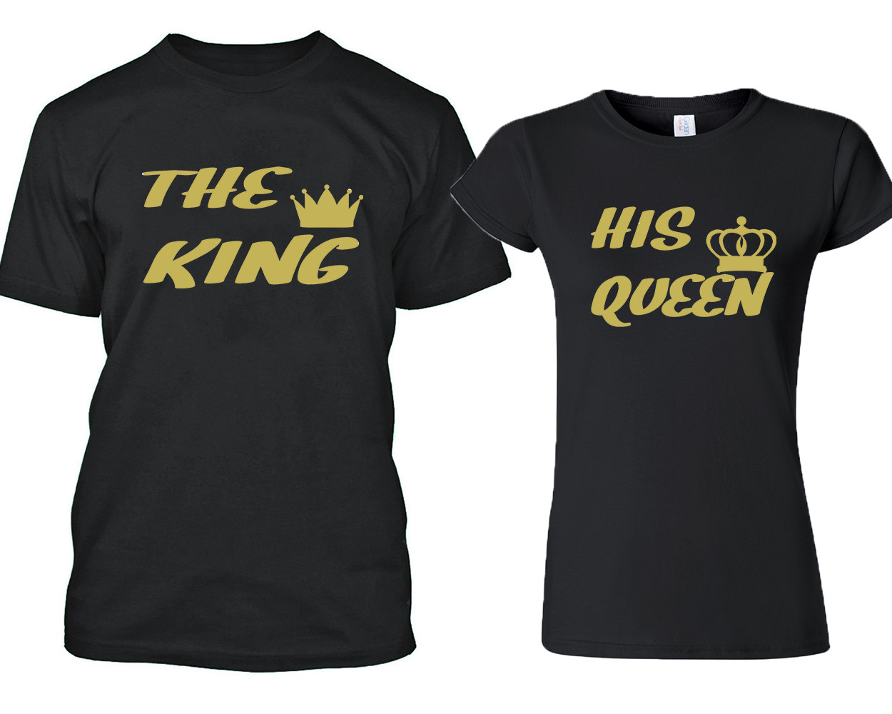 HANDMADE THE King His Queen Couple TSHIRT GOLD Design Cartoon- Funny Couple Tee gallery