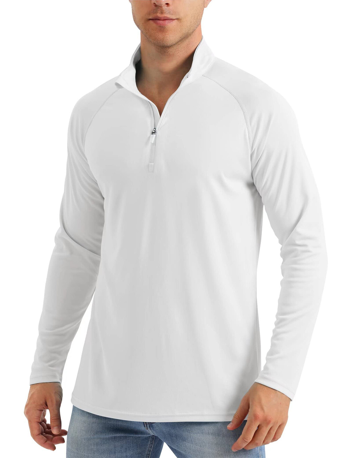Mens Long Sleeve Shirt 1/4 Zip Sun Protection Shirts UPF 50+ Outdoor Hiking Tops gallery
