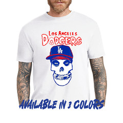 Los Angeles Dodgers Throwback Misfits shirt LA Doyers Punk Rock Funny MLB Blue 1