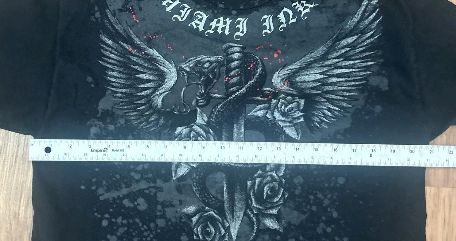 Vintage Y2K Miami Ink Snake & Dagger T Shirt Men’s Large Affliction Style Black gallery