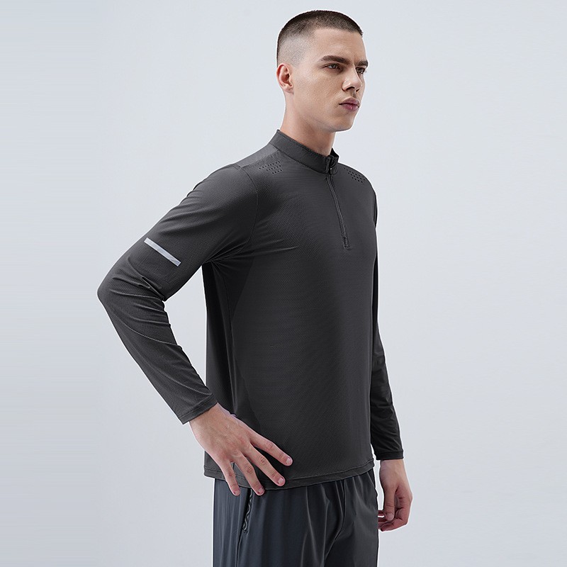 Spring Autumn New Arrival Men Long Sleeve Half Zip Quick Dry Sports Sweatshirt gallery