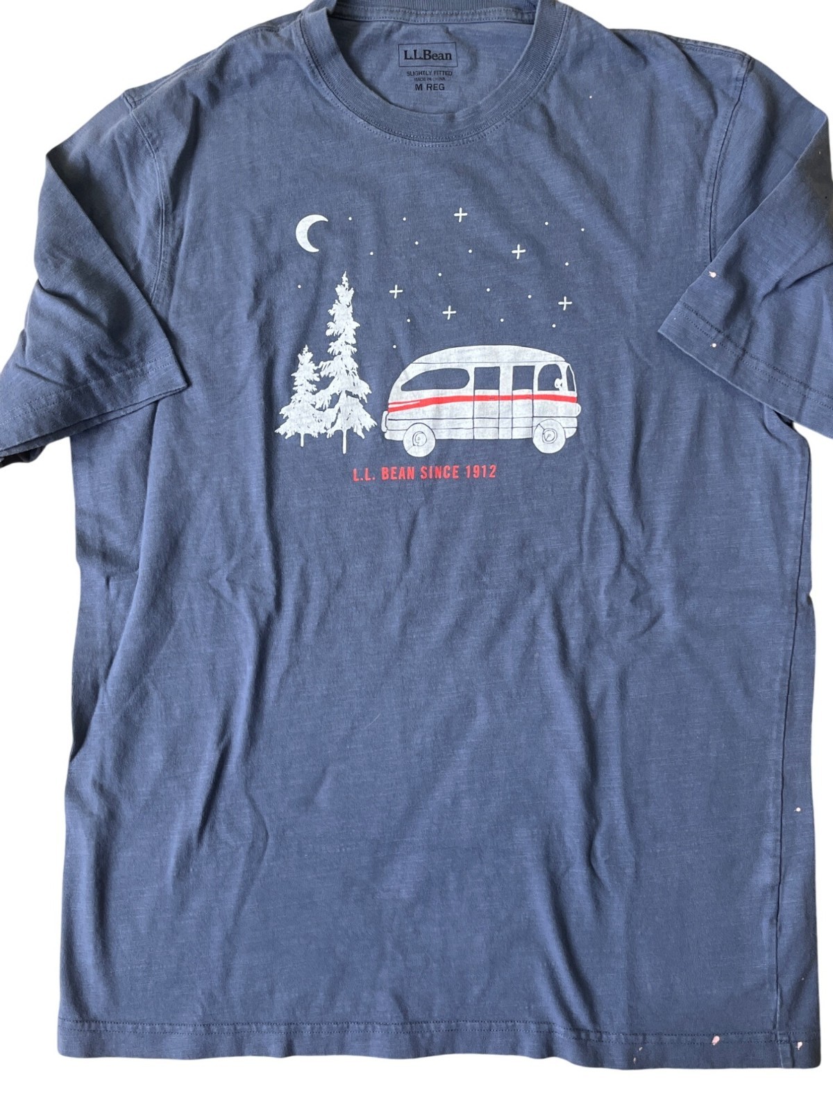 L.L. Bean T-Shirt Mens Medium Blue Vintage Camper Outdoors Forest Retro Novelty
