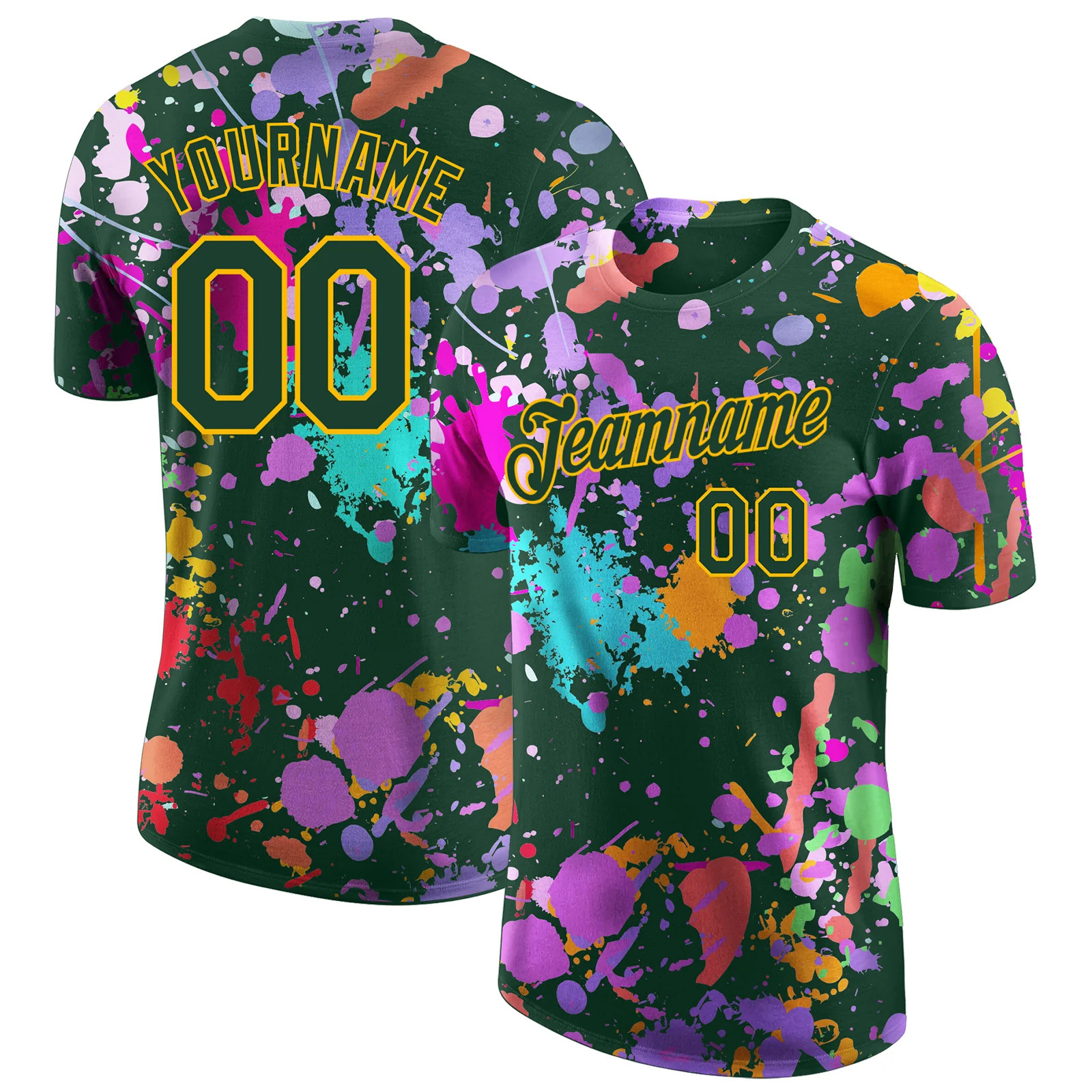 Custom Graffiti Paint Splatter Green Gold Shirt Streetwear Art Gift For Him gallery