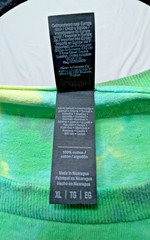Handmade Tie Dye Radial Spiral Pattern Green Yellow XL Shirt 23″ W X 28″ L