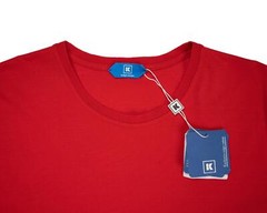 Kired by Kiton $250 Bright Red Crepe Cotton Short Sleeve Slim T-Shirt M (50 IT)