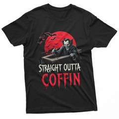 Straight Outta Coffin Funny Gothic Vampire Halloween Black T-Shirt