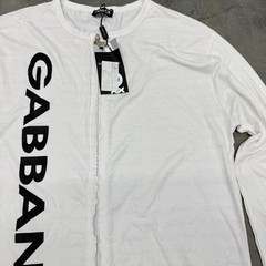 Dolce & Gabbana Text Logo Graphic Long Sleeve Full Zip T-Shirt White Size Large