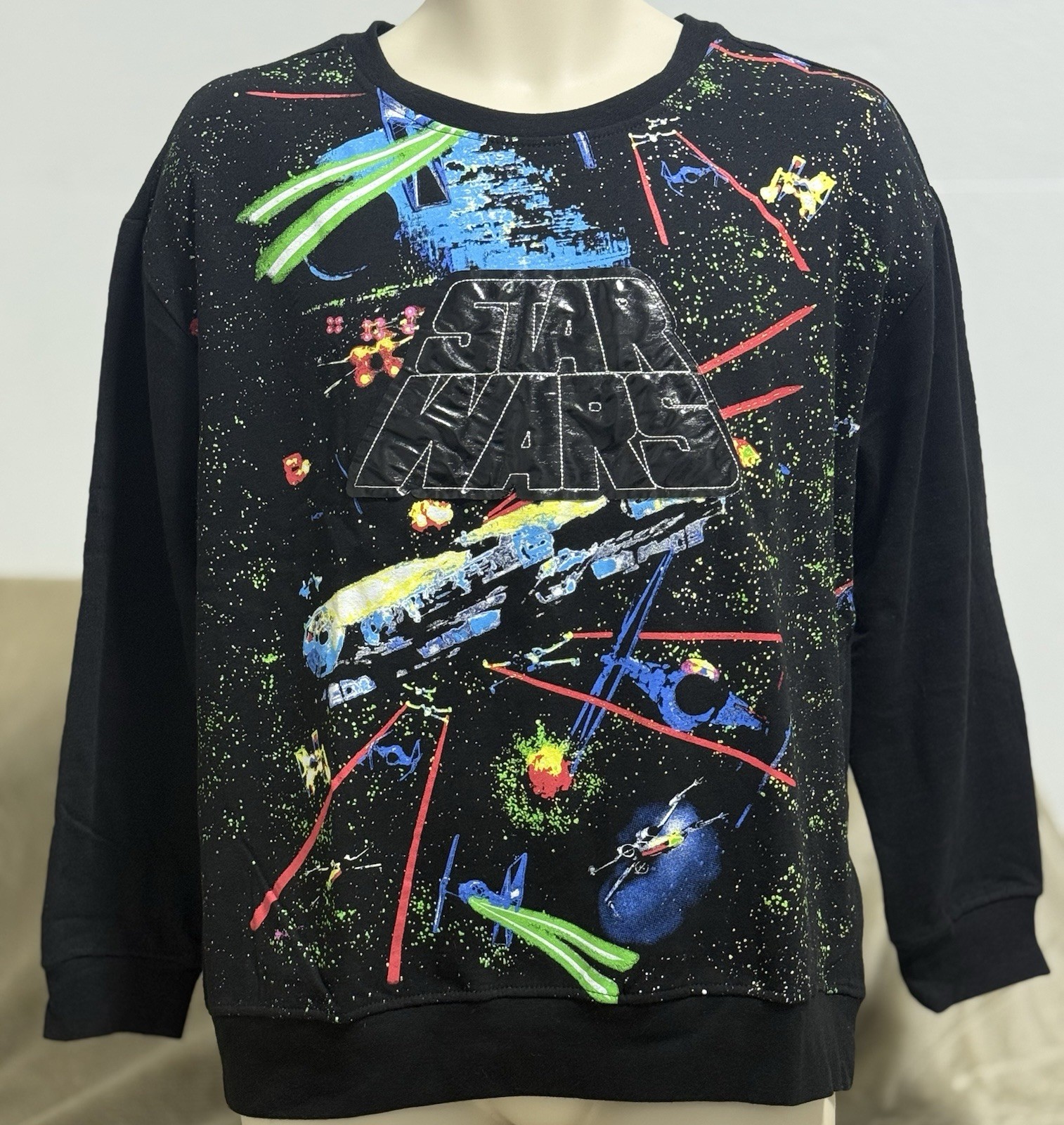 Lucas Film Star Wars Death Star Attack Sweatshirt XXL Paint Splatter Darth Luke