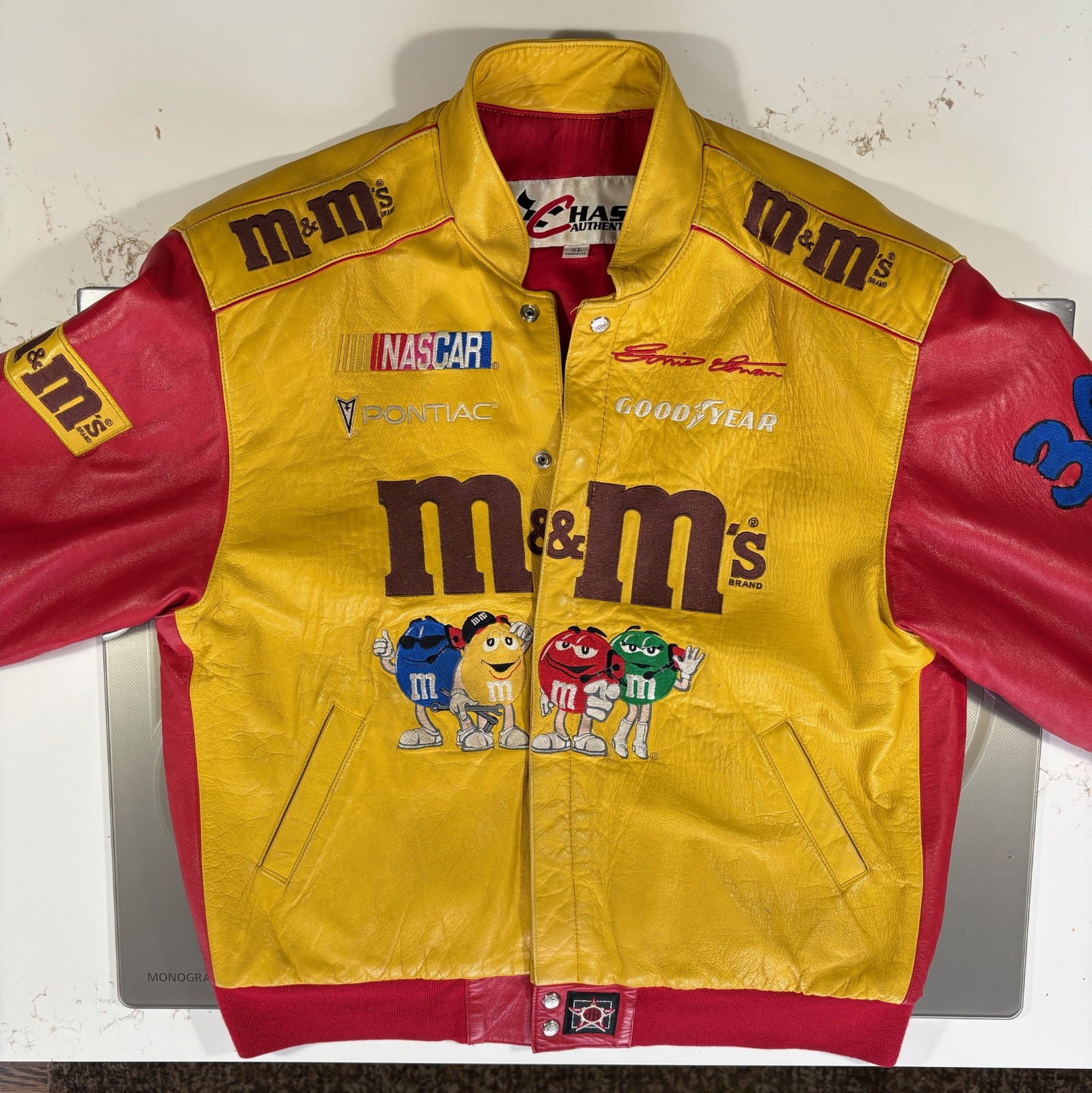 Ernie Irvan Good Year All Leather Racing Jacket XL Chase Authentics NASCAR gallery