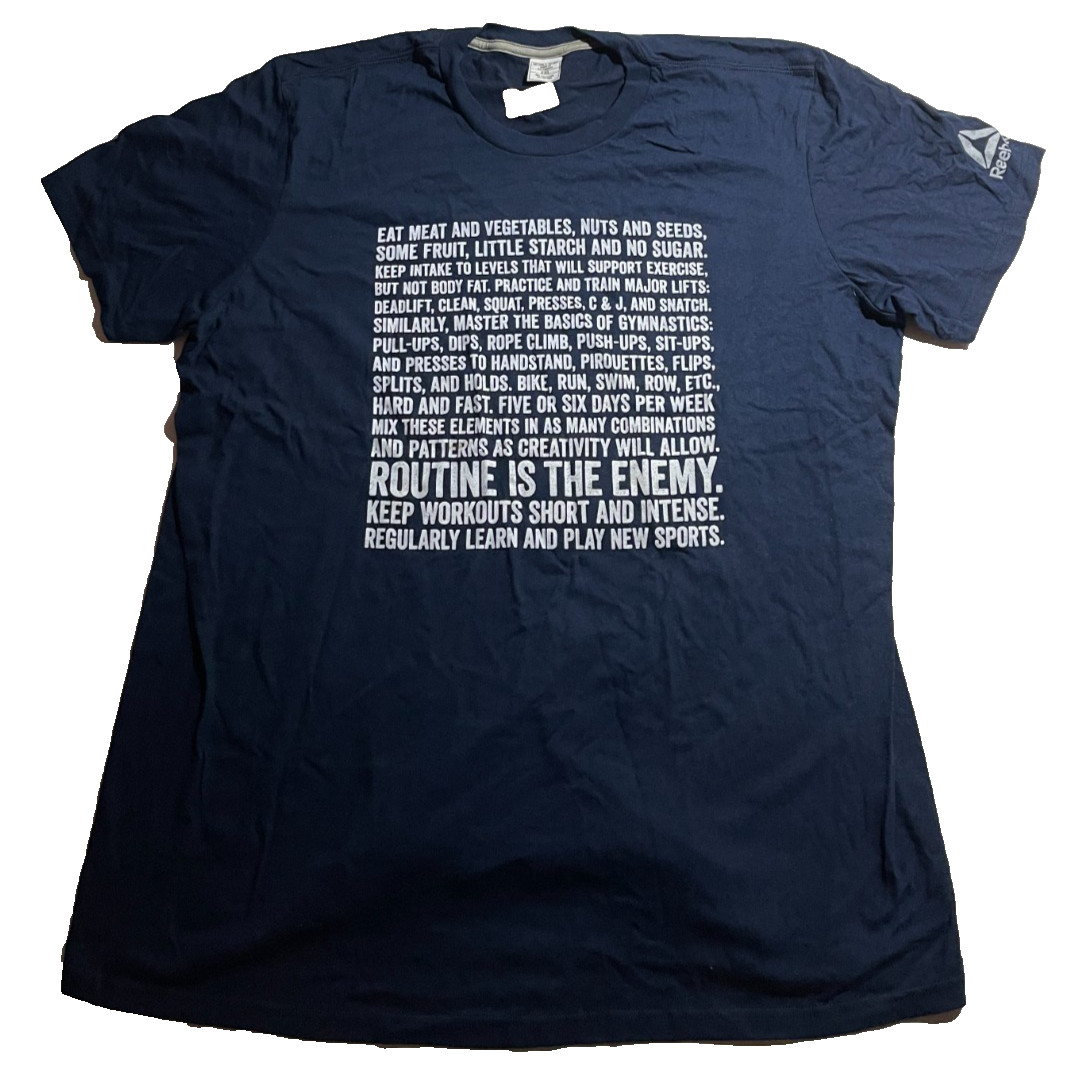 Reebok CrossFit “Routine Is The Enemy” Graphic T-Shirt – Navy Blue 2XL NEW gallery