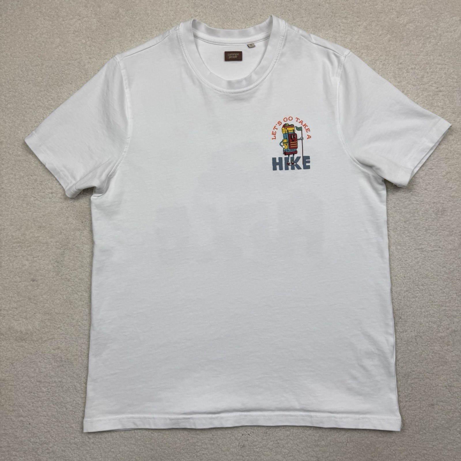 Common People Take a Hike Heavyweight Graphic Logo Tee Men’s S Crew Neck White gallery