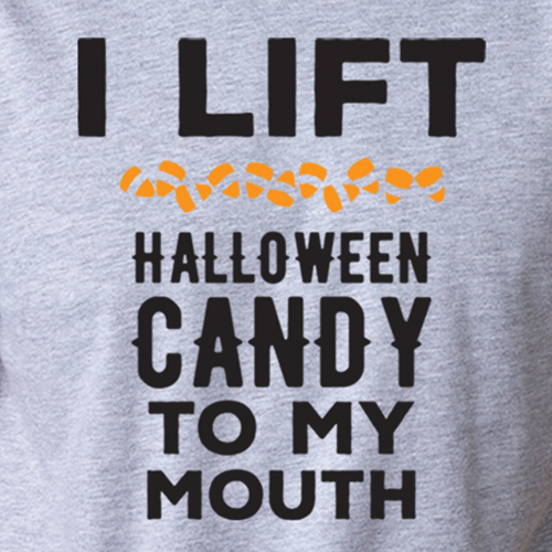 I LIFT HALLOWEEN CANDY funny gym lifting weights fitness working out T-Shirt gallery