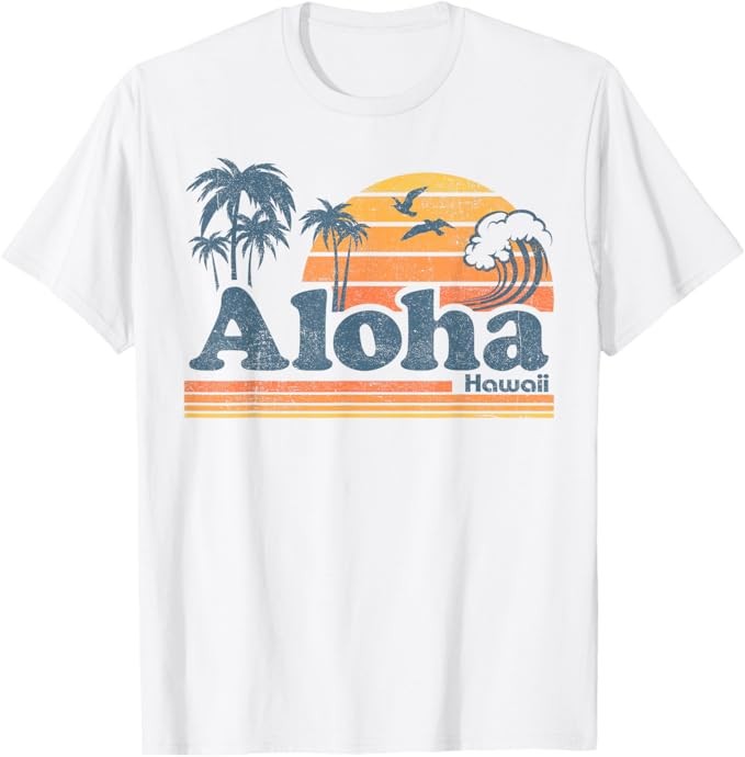 Aloha Hawaii Vintage Beach Summer Surfing 70s Retro Hawaiian T-Shirt gallery
