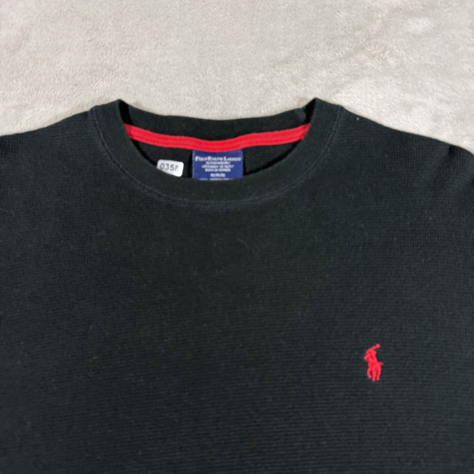 Polo Ralph Lauren Mens Thermal Shirt M Black Long Sleeve Waffle Knit Sleepwear gallery