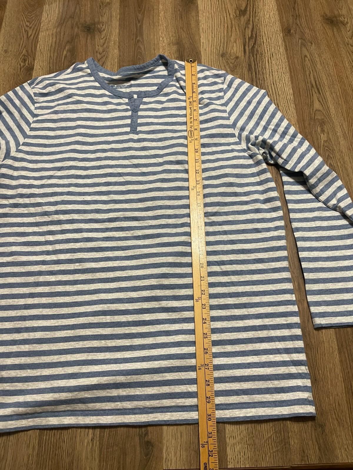 David Archy Shirt, Men's Size XL, Blue White, Striped, Long Sleeve, Henley gallery